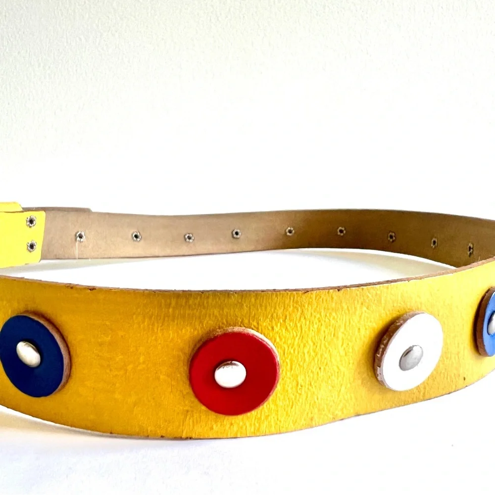 80s Yellow Leather Belt S/M